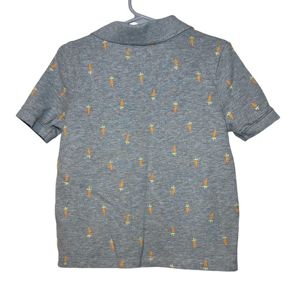 Old Navy Toddler Boys Short Sleeve Pique Polo Shirt Grey with Carrot Print 4T - Picture 7 of 8